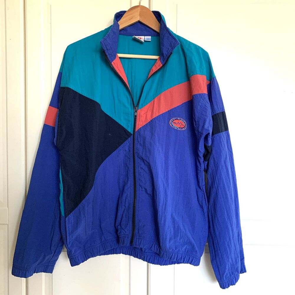 Vintage Wilson Teal/Blue Colorblock Full-Zip Nylon Windbreaker Men’s M